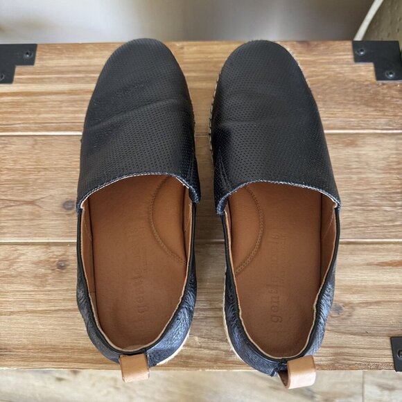 Gentle Souls Lizzy Slip On Black Pebbled Leather Espadrille Loafers Size 8.5 - Picture 9 of 14